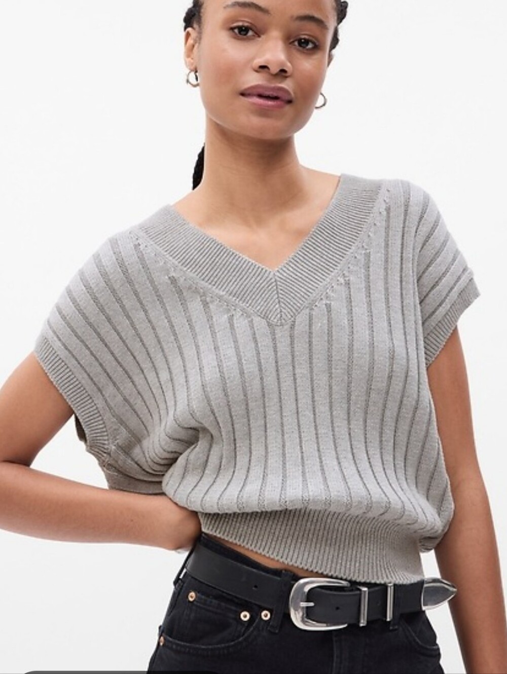 GAP Dolman Sleeve V-neck Knit Sweater Vest Preppy Cotton L
